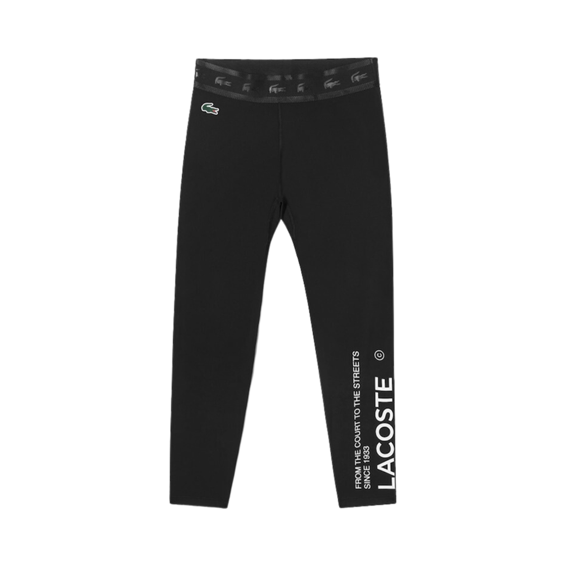 (W) 라코스테 레터링 포인트 레깅스 블랙((W) Lacoste Lettering Point Leggings Black) - 1