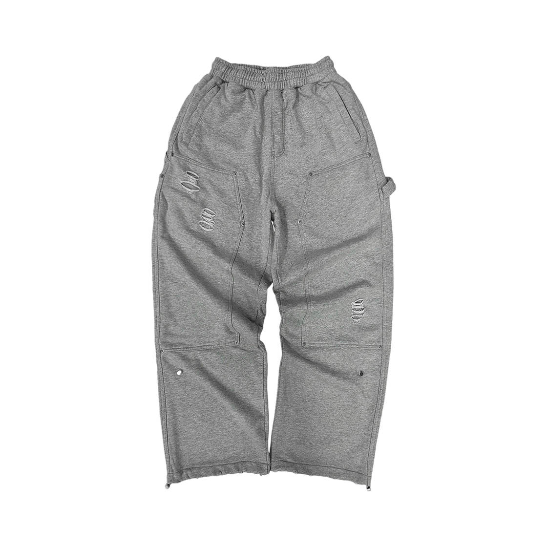 TP0058-1 Flavorism Destroyed Carpanter Wide Sweat Pants Melange