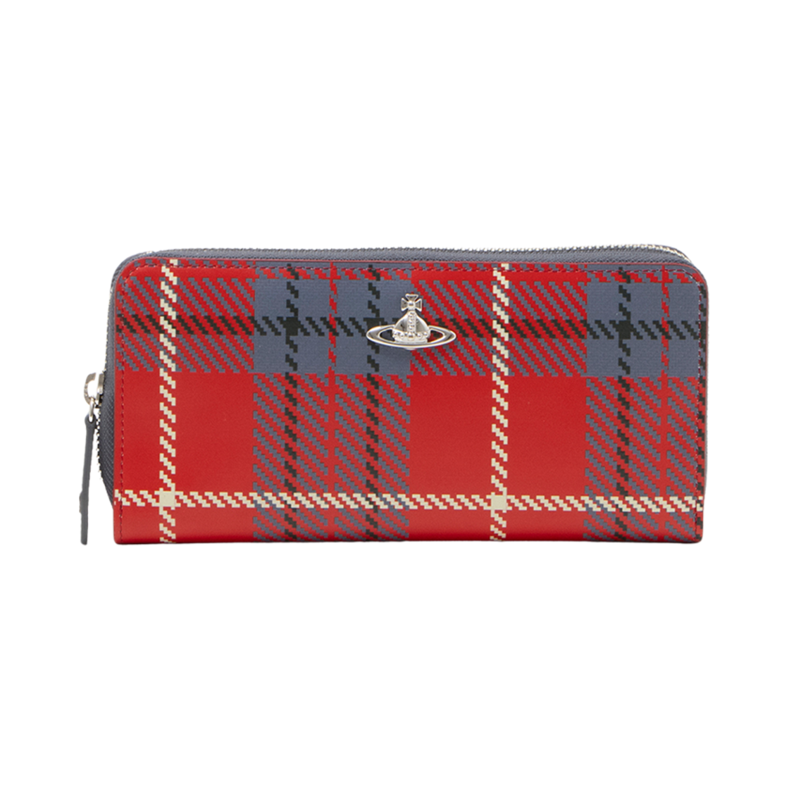 비비안 웨스트우드 글로시 타탄 레더 라운드 지퍼 롱 월렛 타탄(Vivienne Westwood Glossy Tartan Leather Round Zipper Long Wallet Tartan) - 1