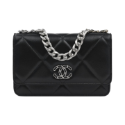 Chanel 19 Wallet On Chain Lambskin & Silver Black