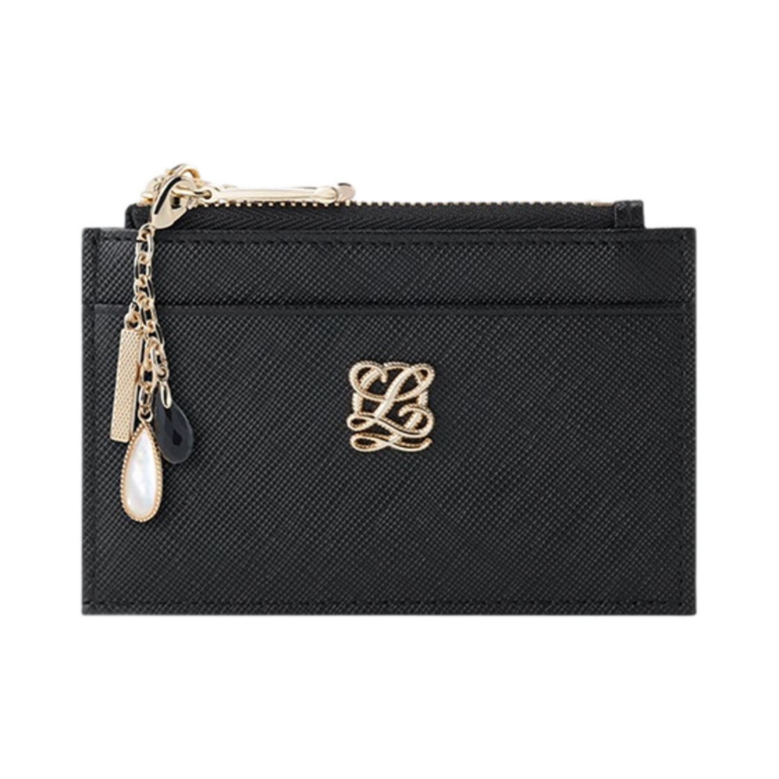 LLSP3FM09FI1BL0171 Louis Quatorze Mini Zip Card Case with Charm Black
