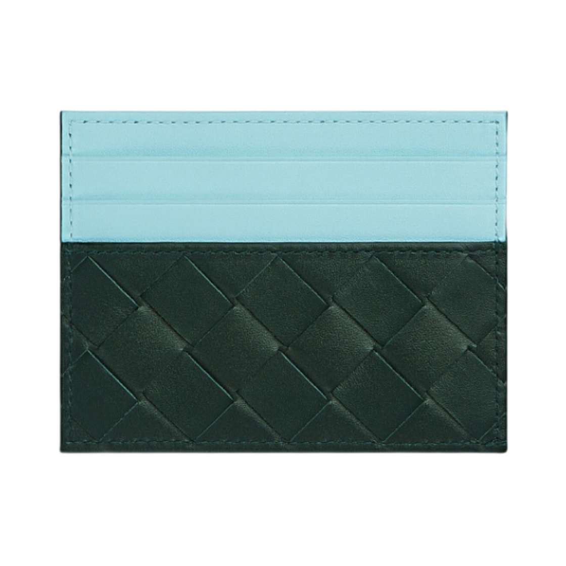 635057VCPQ53021 Bottega Veneta Intrecciato Credit Card Case Inkwell Pale Blue