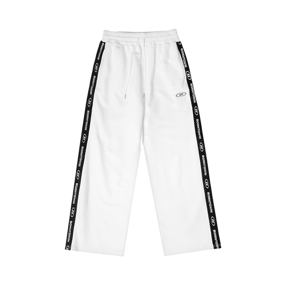 본투윈 크롬 B 블랙 라인 와이드 팬츠 화이트