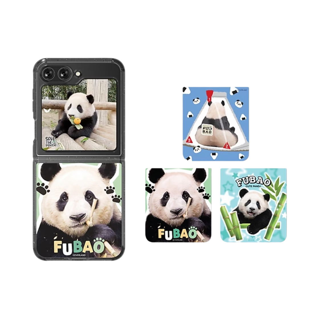 삼성 갤럭시 Z 플립5 푸바오 수트 케이스 & 플립 수트 카드 3개 블랙(Samsung Galaxy Z Flip5 Pupao Suit Case & 3 Flip Suit Cards Black)