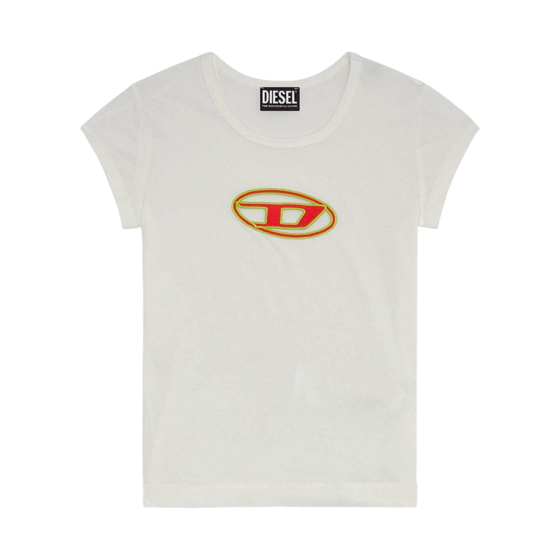 (W) 디젤 T-안지 피카부 로고 티셔츠 화이트((W) Diesel T-Angie Peekaboo Logo T-Shirt White)