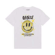 (W) Ganni Yellow Smiley Relaxed T-Shirt Bright White
