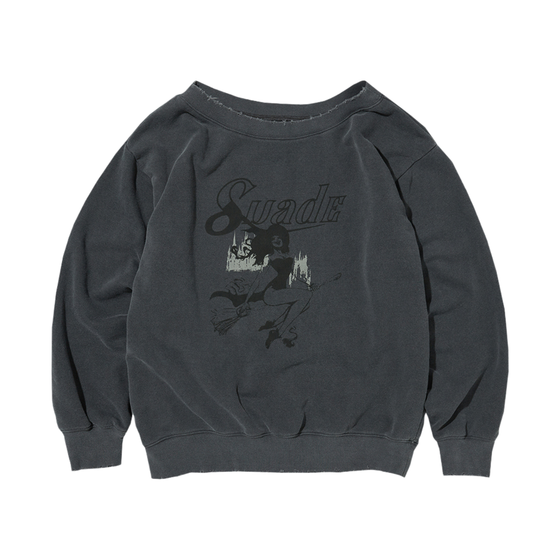 SDESTO215CG Suade Witch Washed Crewneck Charcoal Gray