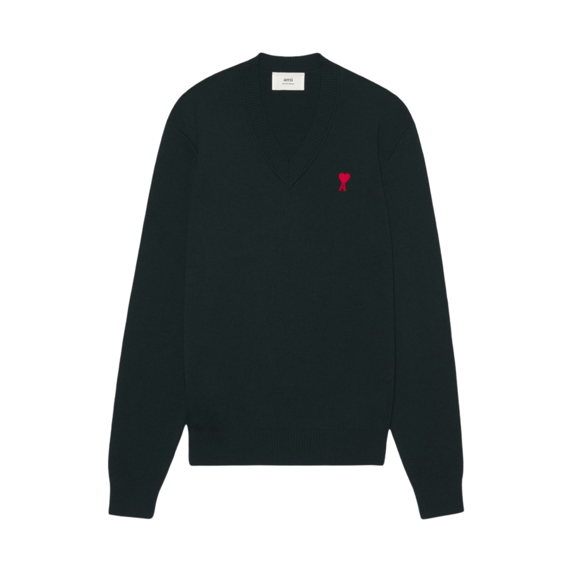 아미 스몰 하트 로고 브이넥 스웨터 에버그린(AMI de Coeur V-Neck Sweater Evergreen) - 1
