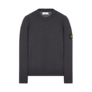 Stone Island 508A3 Lambswool Crewneck Knit Steel Grey Melange - 23FW