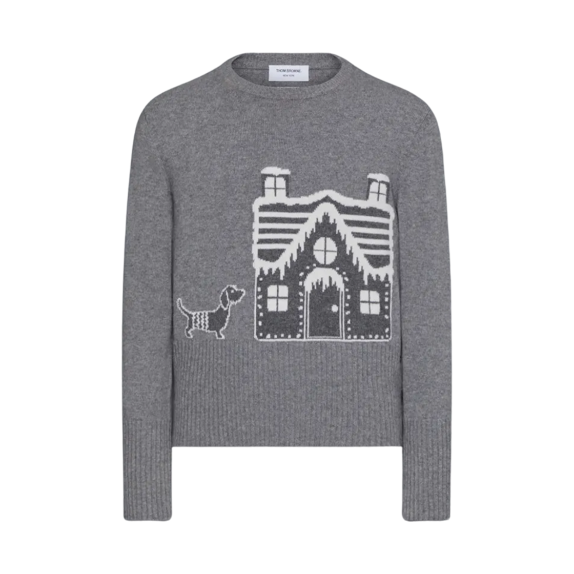 MKA531A-Y1029-055 Thom Browne Holiday Scenery Merino Wool Crewneck Pullover Grey