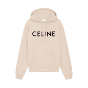 Celine Loose Hoodie in Cotton Fleece Washed Stone Beige Black