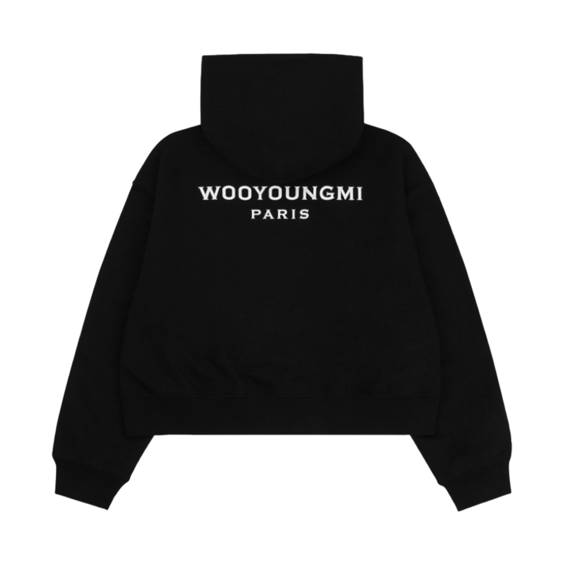 (W) 우영미 코튼 백로고 크롭 후드 블랙 - 22FW
