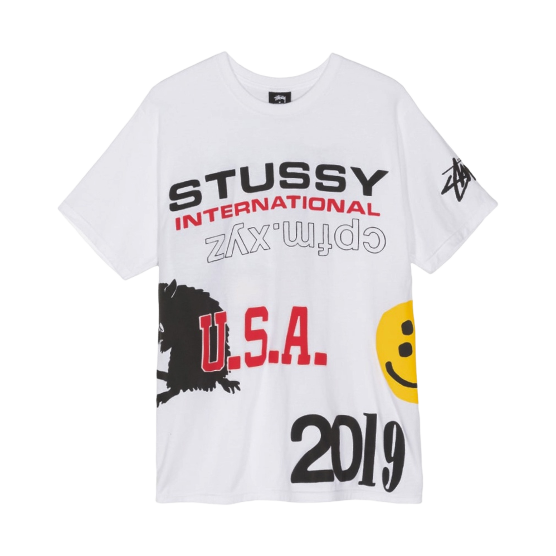 스투시 x CPFM USA 2019 티셔츠 화이트(Stussy x Cactus Plant Flea Market USA 2019 T-Shirt White)