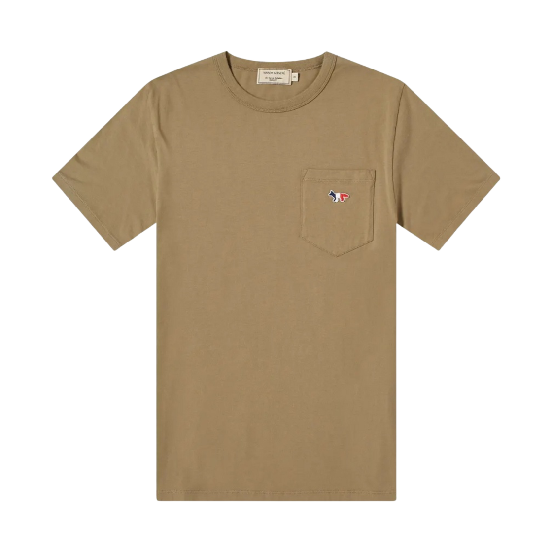 FM00154KJ0010 Maison Kitsune Tricolor Fox Patch T-Shirt Light Khaki