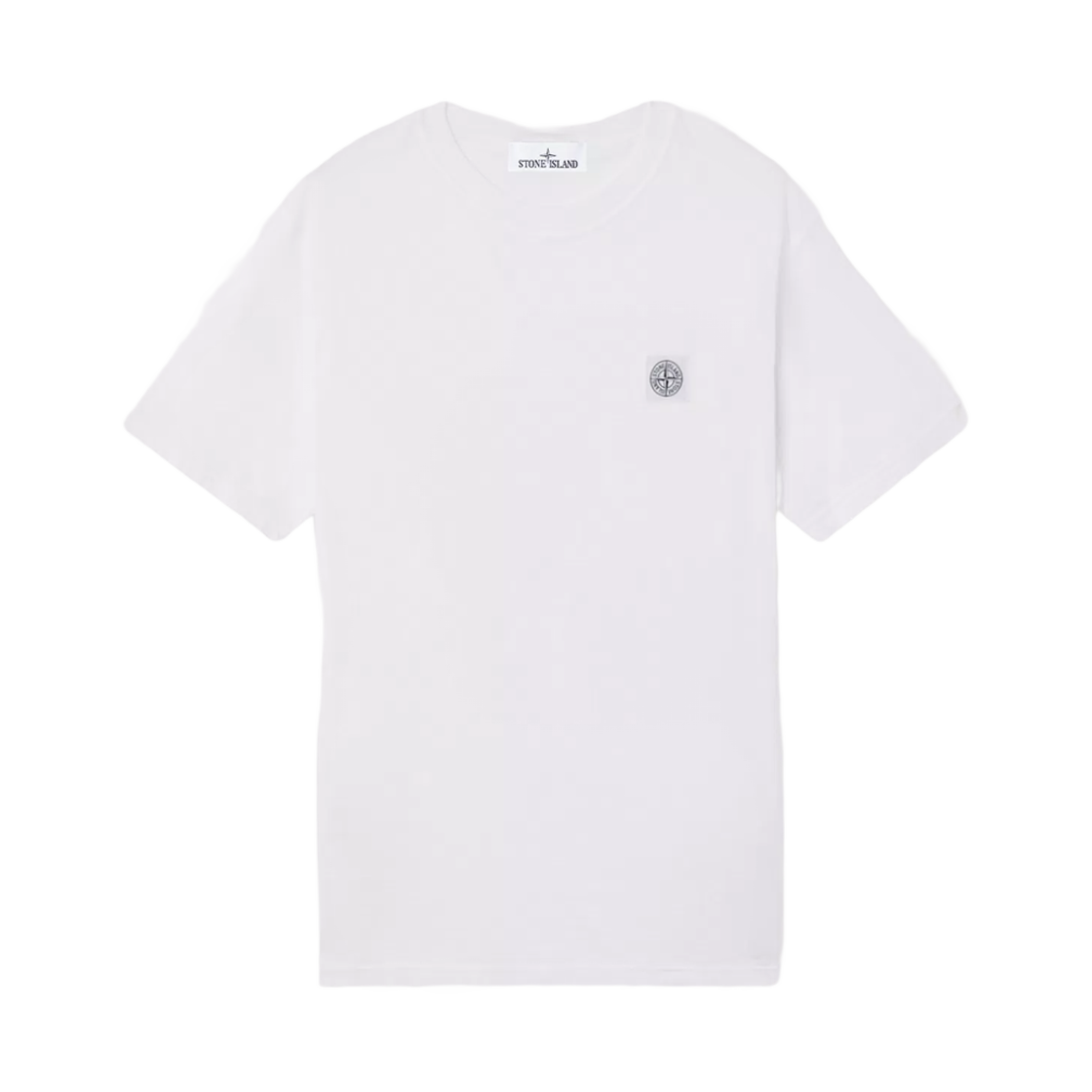 K1S1521002-37S0057-V0001 Stone Island 2100237 Organic Cotton Jersey Fissato Effect Slim-Fit Short-Sleeve T-Shirt with Compass Patch White - 25SS
