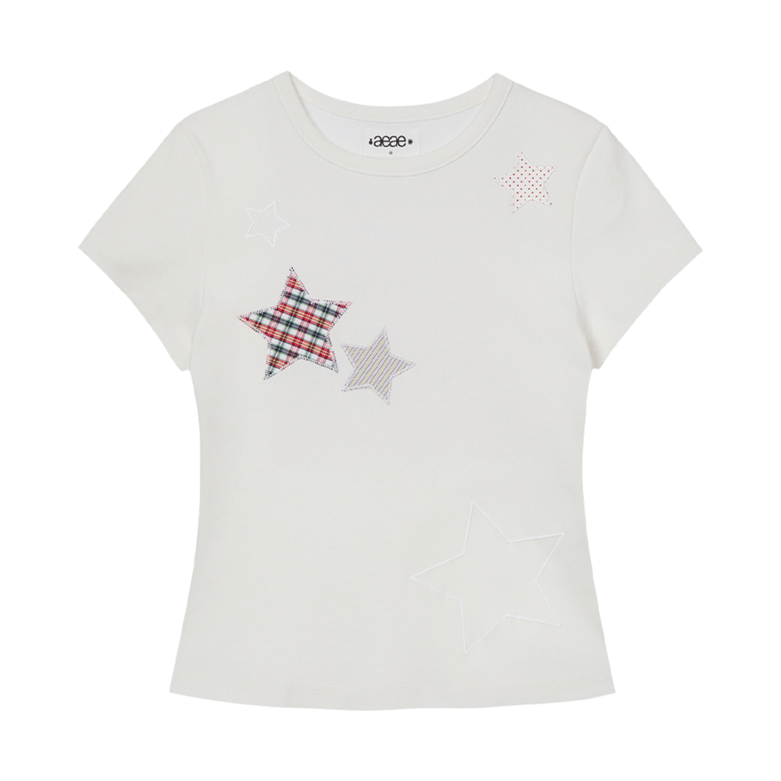 에이이에이이 체크 스타 티 화이트(AEAE Check Star Tee White)