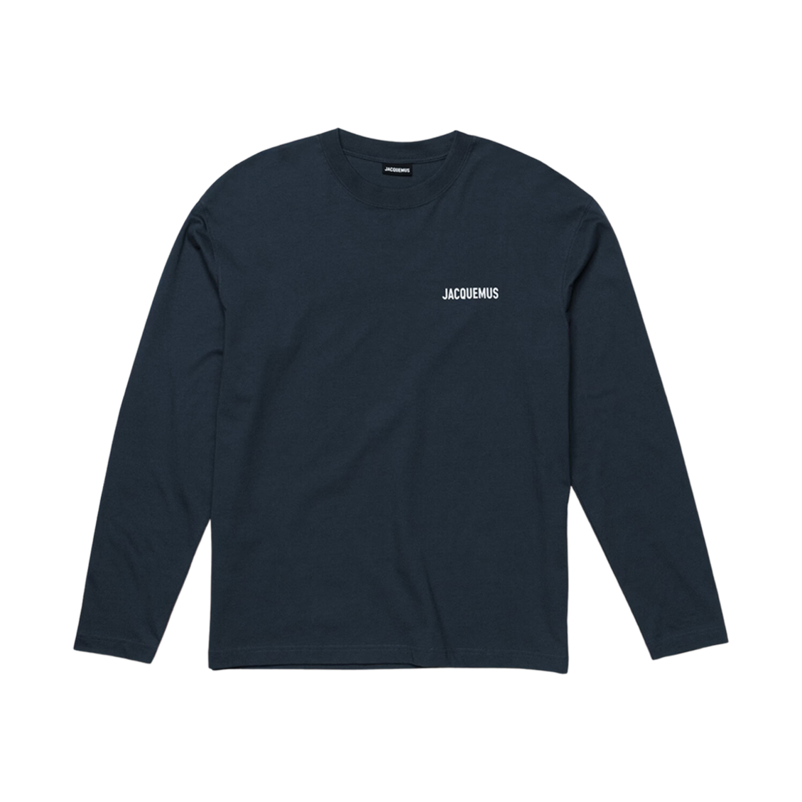 자크뮈스 르 티셔츠 멘체스 롱구에스 롱슬리브 티셔츠 프린티드 로고 다크 네이비(Jacquemus Le T-Shirt Manches Longues Long Sleeve T-Shirt With Printed Logo Dark Navy) - 1