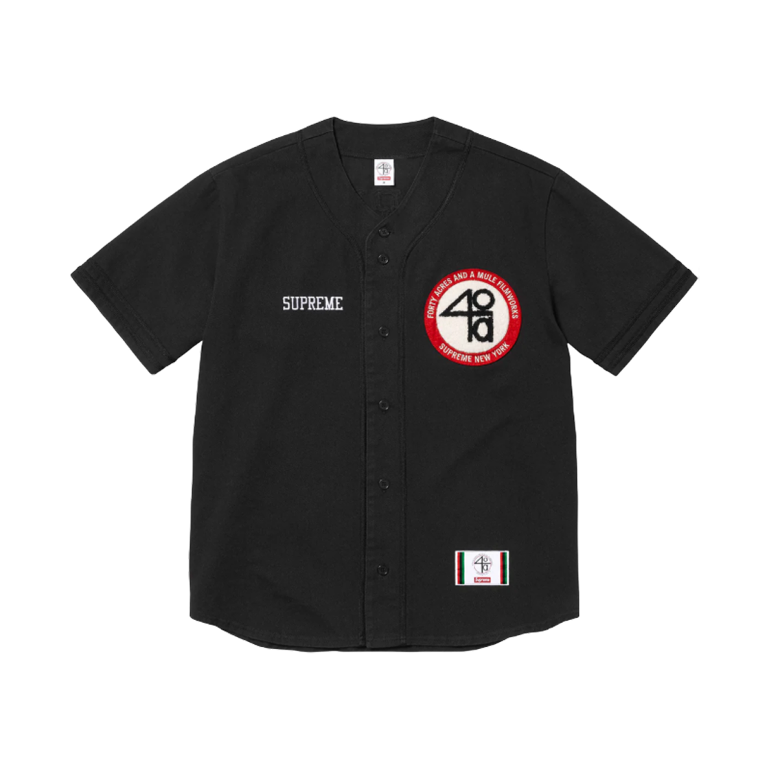 슈프림 x 40 에이커스 트윌 베이스볼 저지 블랙 - 25SS