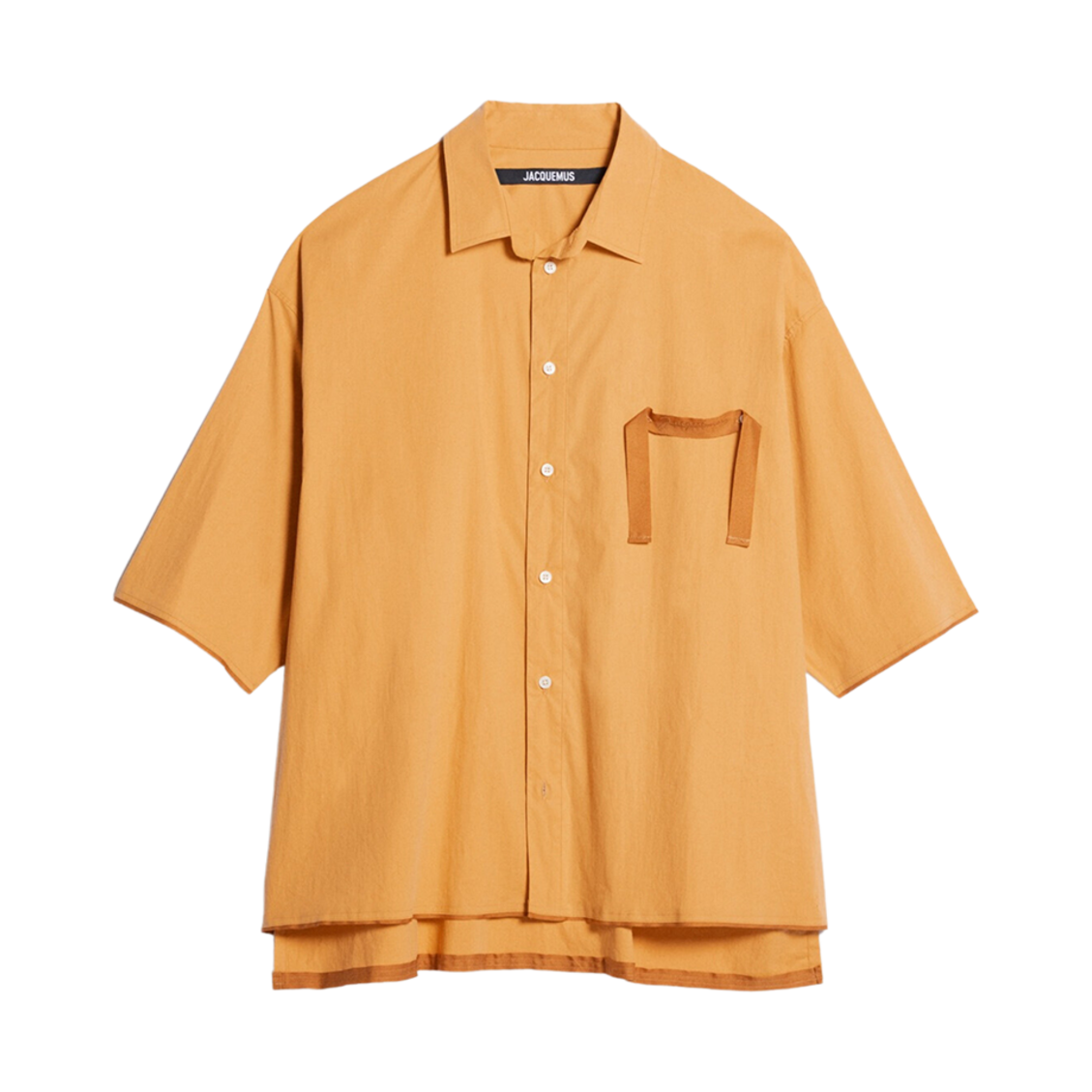 자크뮈스 라 슈미즈 카브리 그로그랭 로고 숏슬리브 셔츠 옐로우(Jacquemus La Chemise Cabri Grosgrain Logo Short Sleeve Shirt Yellow) - 1