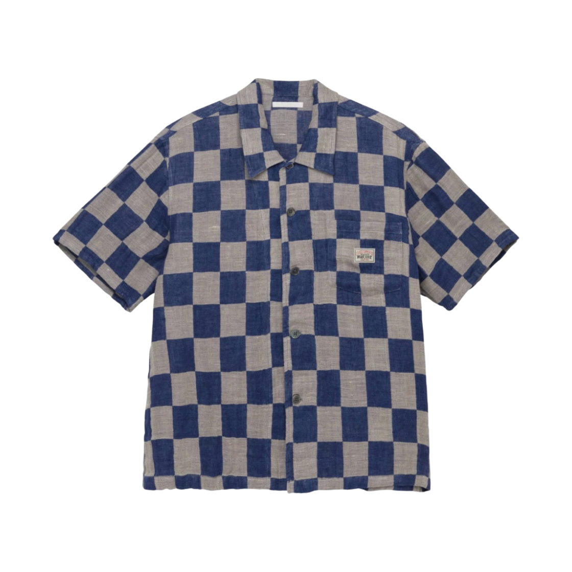 스투시 x 아워레가시 워크샵 셔츠 숏슬리브 블루 그레이 리넨 체크(Stussy x Our Legacy Work Shop Box Shirt Shortsleeve Blue Grey Linen Check)