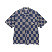 Stussy x Our Legacy Work Shop Box Shirt Shortsleeve Blue Grey Linen Check