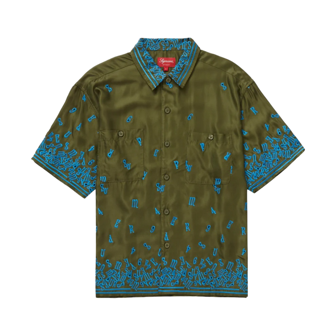 - Supreme Nouveau Embroidered S/S Shirt Olive - 23SS