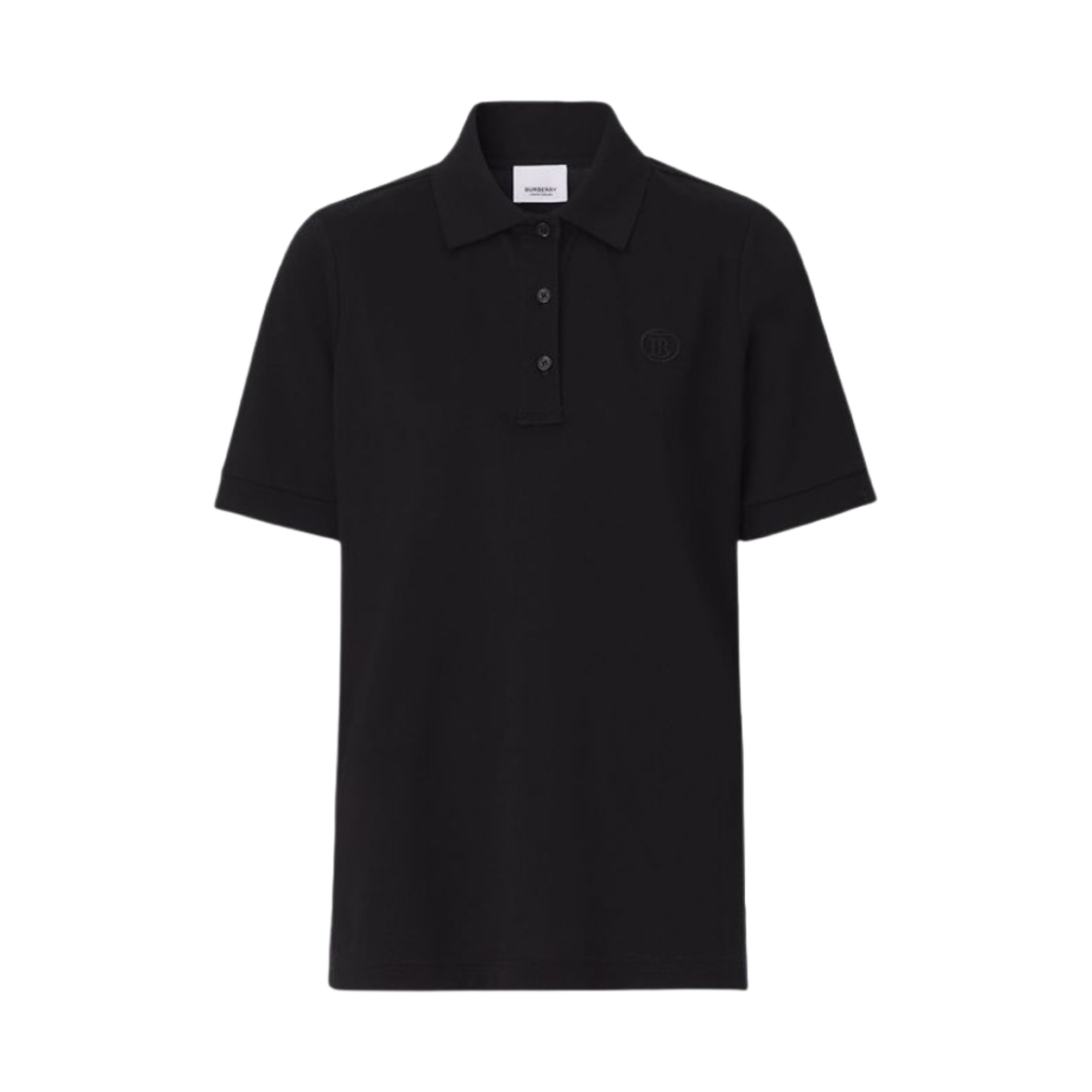(W) 버버리 모노그램 모티프 코튼 피케 폴로 셔츠 블랙