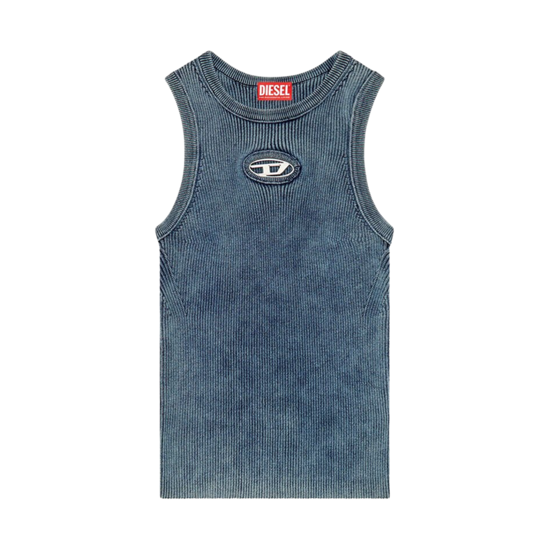 (W) 디젤 M-앵커-A-Sl 오발 D 립 니트 탱크탑 다크 블루((W) Diesel M-Anchor-A-Sl Rib Knit Tank Top with Oval D Dark Blue)