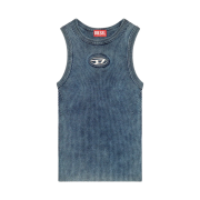 (W) Diesel M-Anchor-A-Sl Rib Knit Tank Top with Oval D Dark Blue