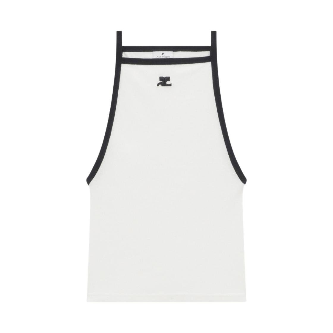 (W) 꾸레쥬 라이트 립 콘트라스트 탱크탑 헤리티지 화이트 블랙((W) Courreges Light Ribs Contrast Tank Top Heritage White Black)