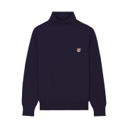 Maison Kitsune Fox Head Patch Turtleneck Pullover Navy