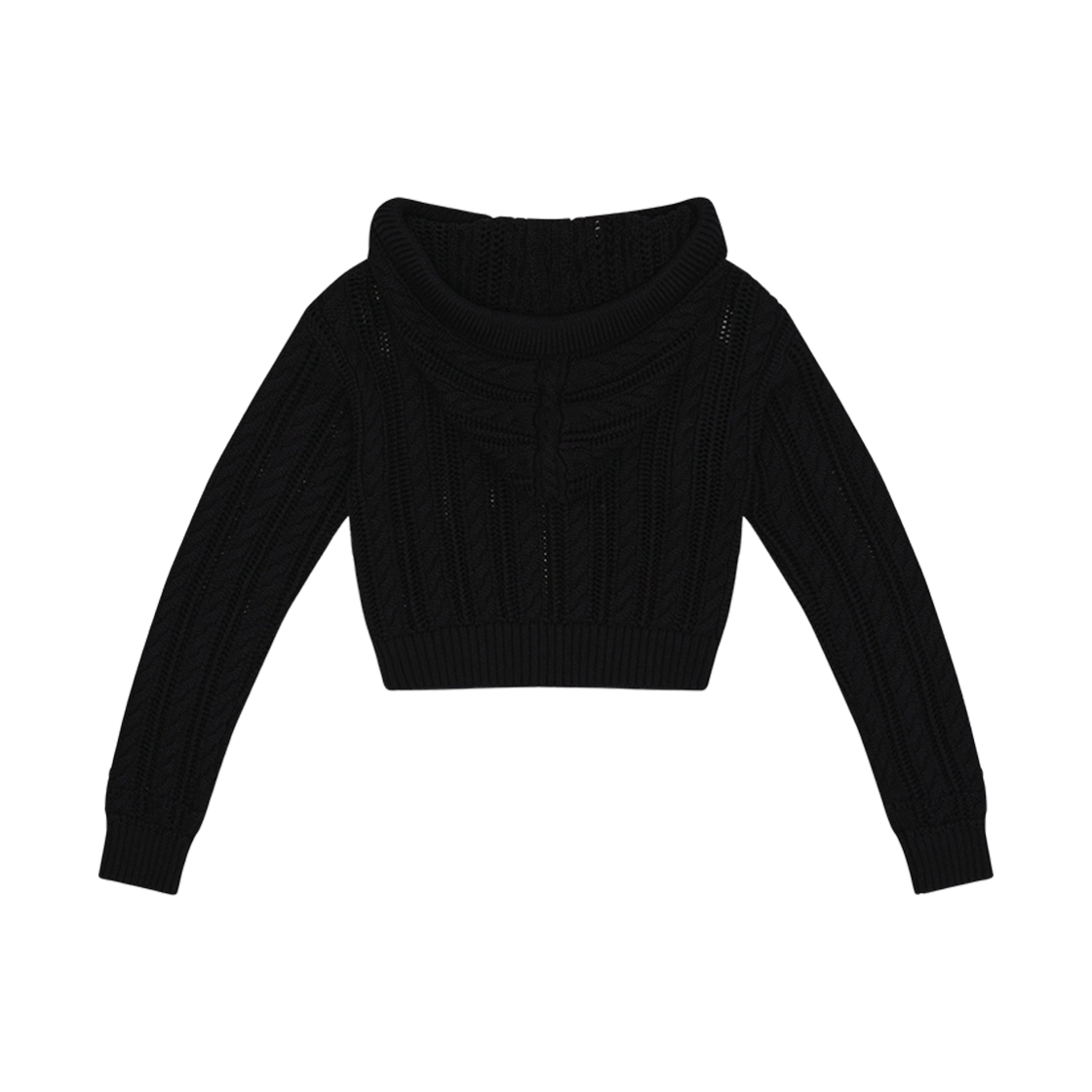 (W) 에스엠에프케이 와일드니스 블랙 니트 후드 블랙((W) SMFK Wilderness Black Knitted Hoodie Black) - 2