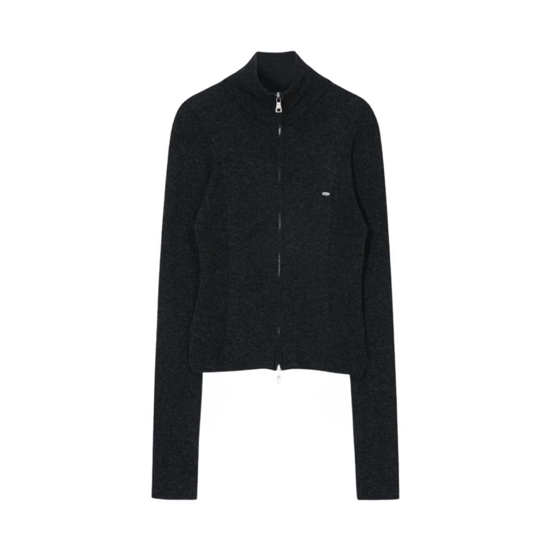 (W) 보헤미안 서울 메리노 울 립드 니트 집업 미드나잇 블랙((W) Bohemian Seoul Merino Wool Ribbed Knit Zip Up Midnight Black)