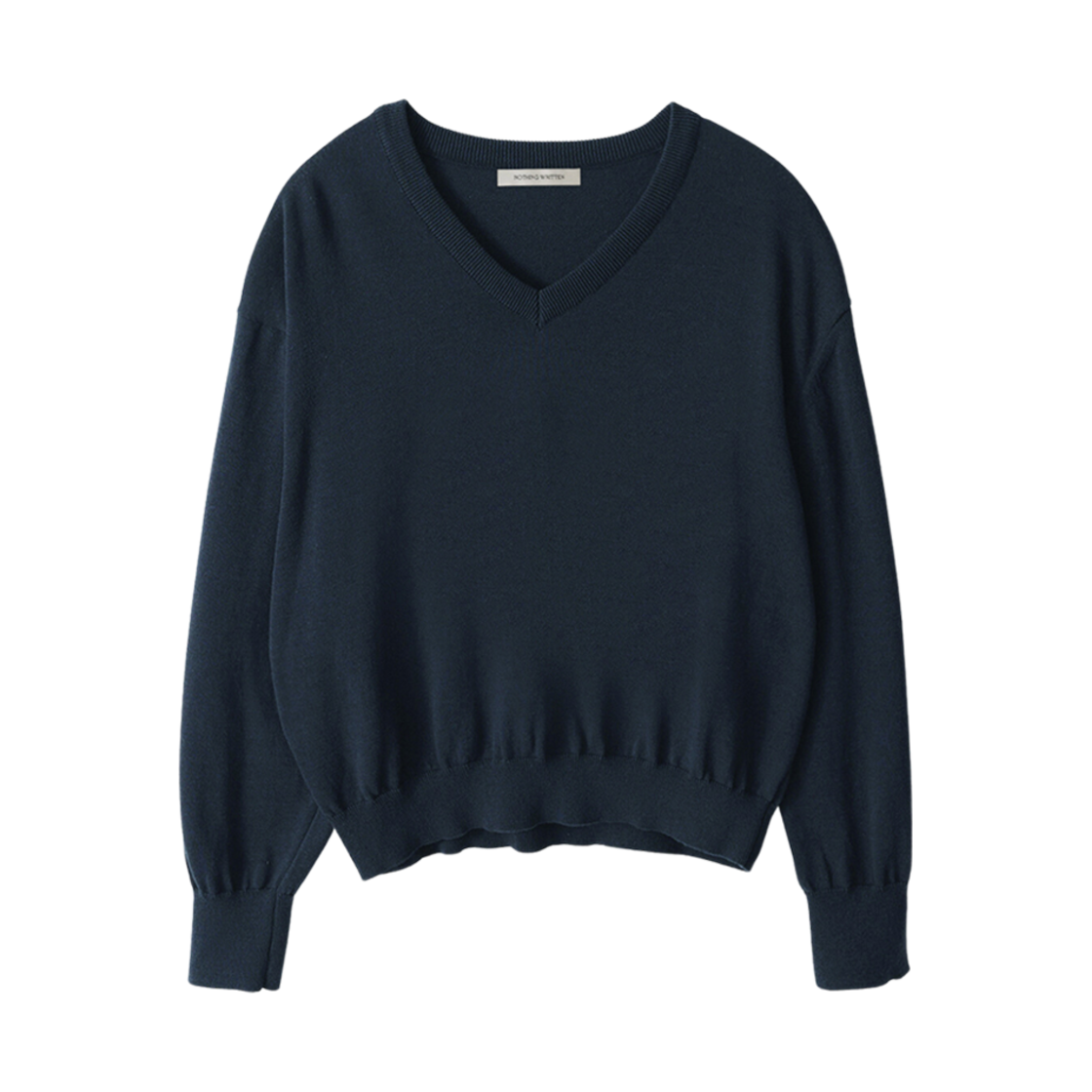 (W) 낫띵 리튼 피플리 브이넥 풀오버 니트 네이비((W) Nothing Written Pipley V-Neck Pullover Knit Navy)