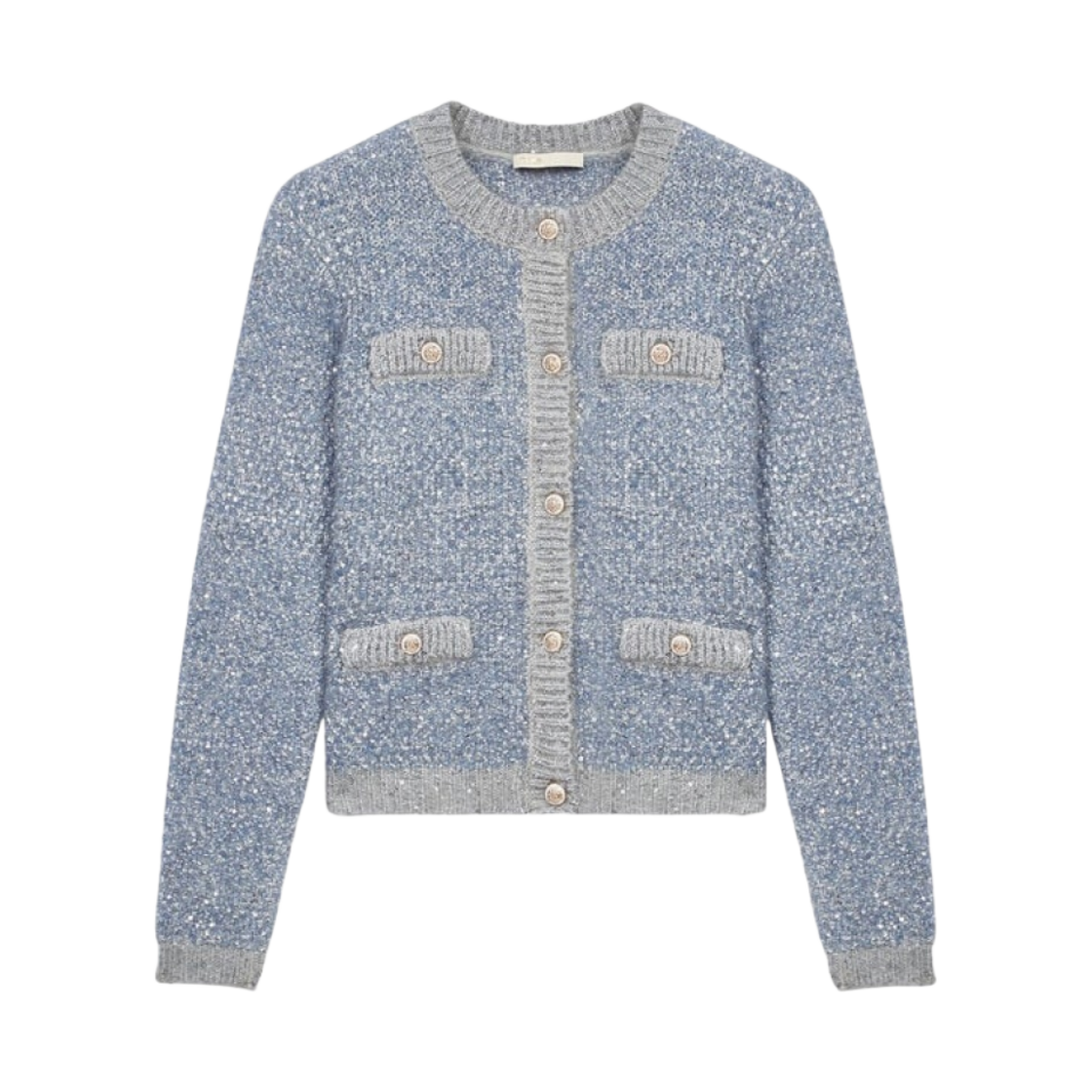 (W) 마쥬 루렉스 쓰레드 가디건 블루 스카이((W) Maje Lurex Threads Cardigan Blue Sky)