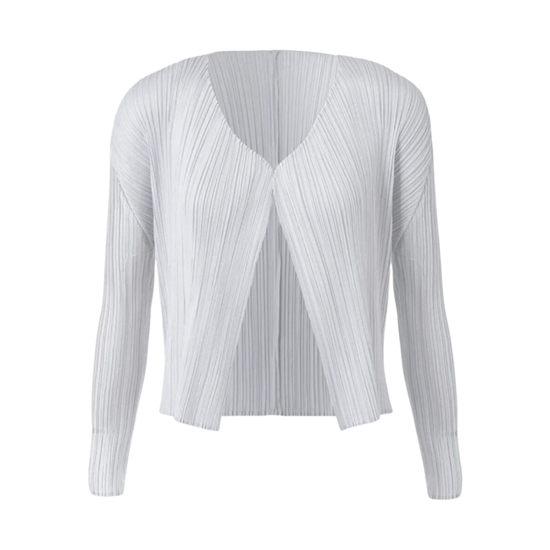 JO106-10 (W) Pleats Please Issey Miyake Basics Cardigan Light Gray