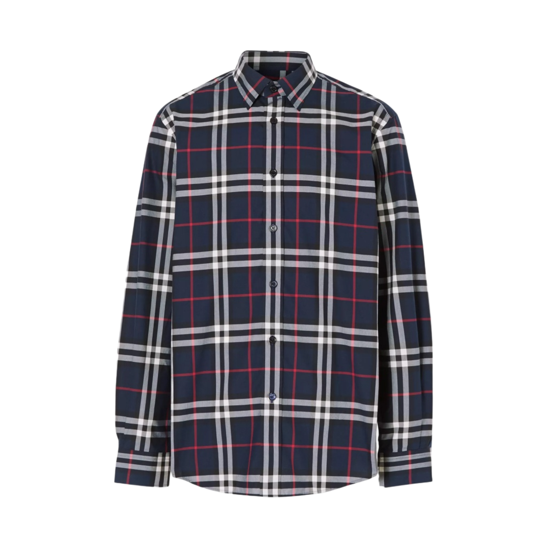 8020865 Burberry Check Cotton Poplin Shirt Navy
