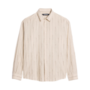 Jacquemus La Chemise Simon Logo Pinstripe Shirt Jacquard Beige Logo Stripe