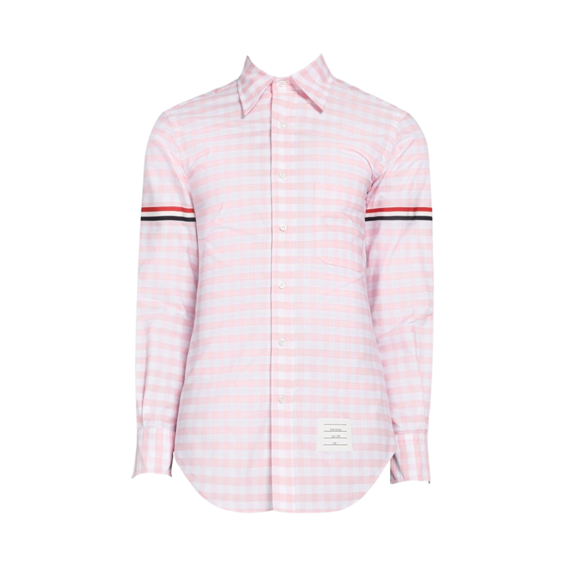 MWL150E-04569-680 Thom Browne Gingham Oxford Armband Classic Shirt Light Pink