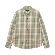 Stussy Dan Washed Cotton Plaid Shirt Green