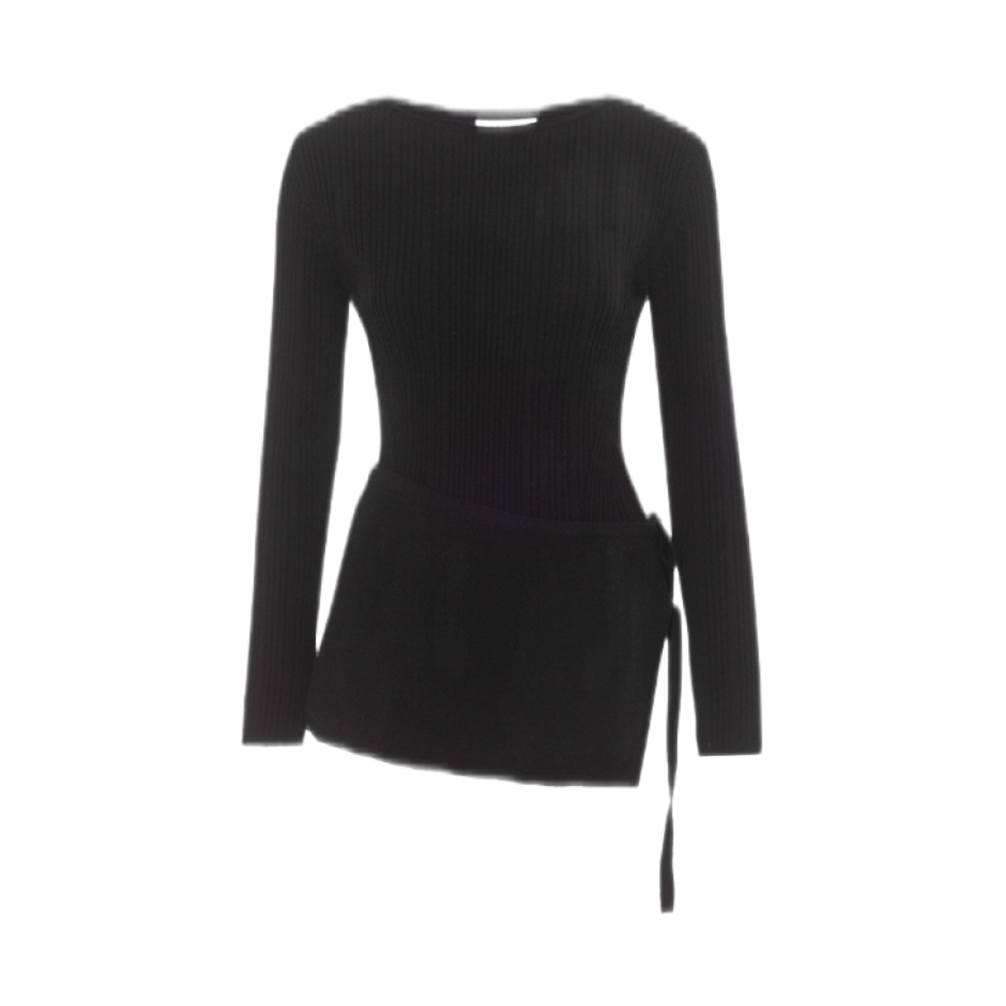 SS4WP952 (W) Loeuvre Layered Wrap Skirt & Slim Fit Pullover Set Black