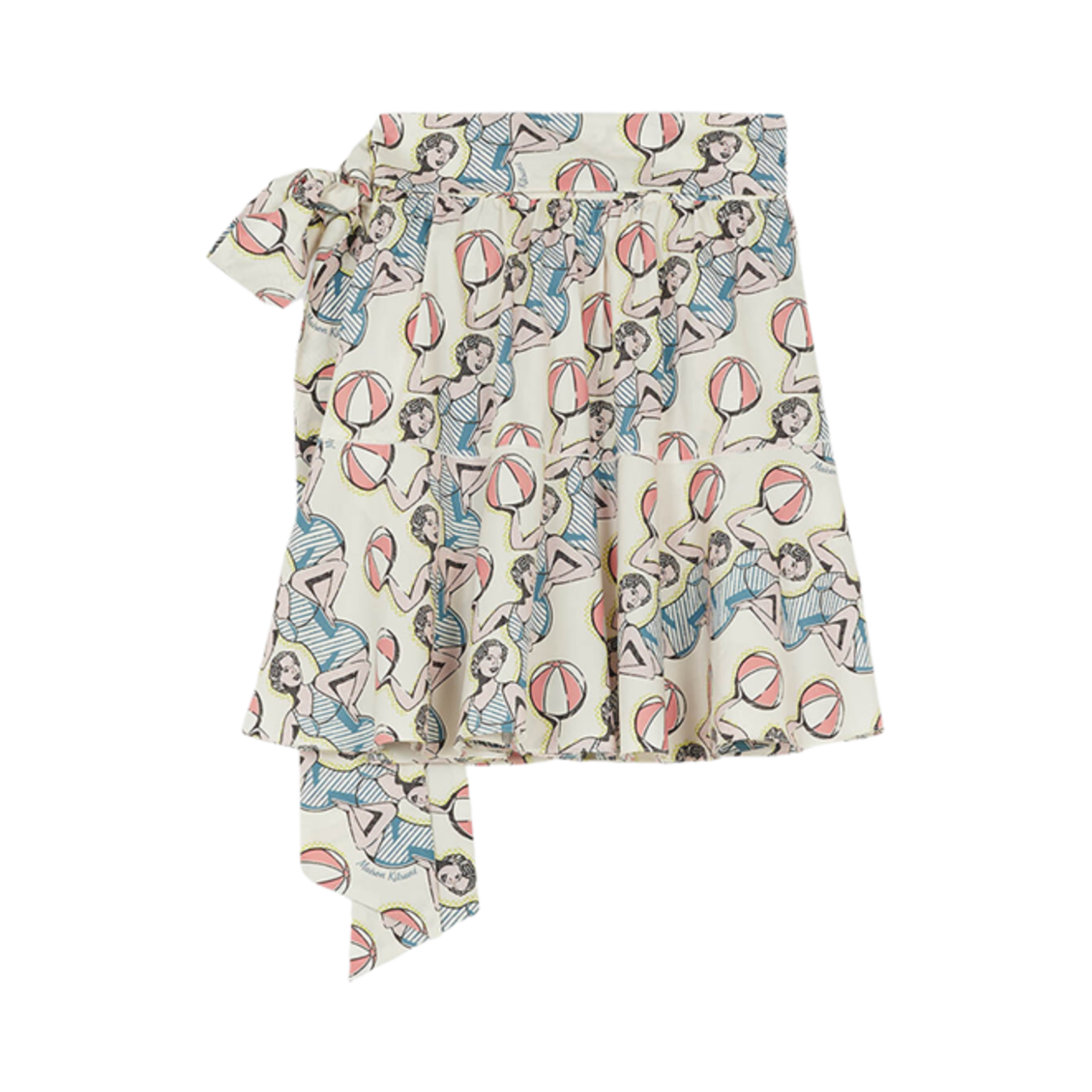(W) 메종 키츠네 댄싱 걸 프린트 랩 미니 스커트 멀티코 디자인((W) Maison Kitsune Dancing Girls Print Wrap Mini Skirt Multico Design) - 2