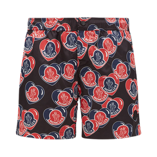 Moncler Moncoeur Print Swim Shorts Black Dark Blue Red - 23FW