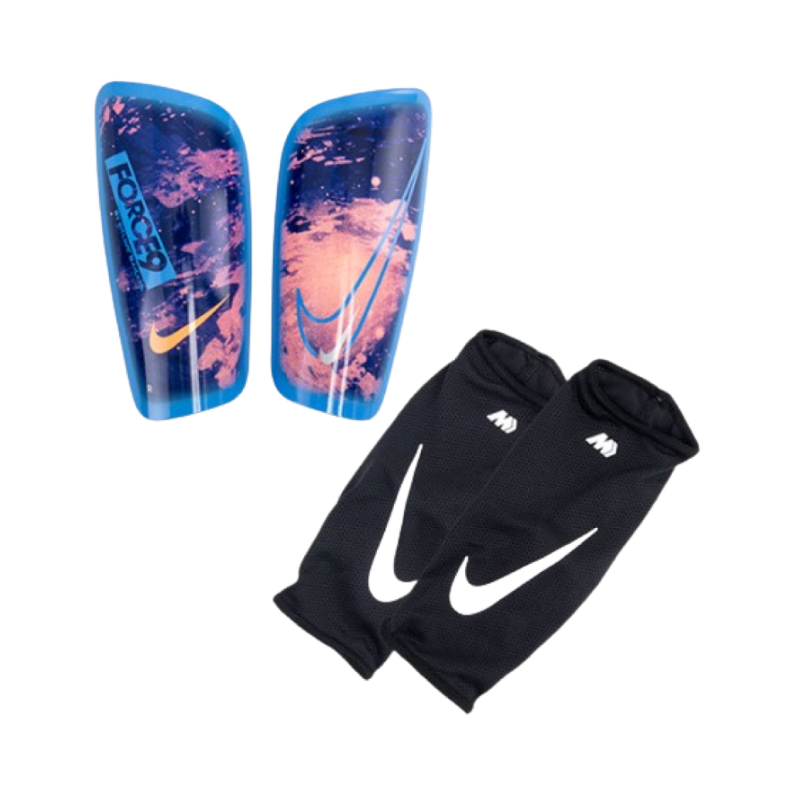 HJ6598-492 Nike Signature Mercurial EH Light Shinguards Blue Void Orange Pulse