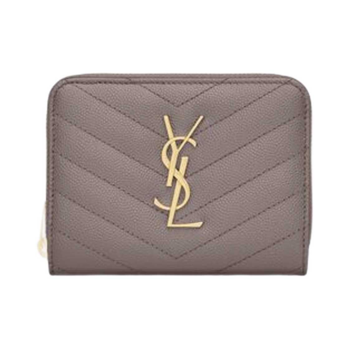 생로랑 카산드라 마틀라세 컴팩트 집 어라운드 월렛 그레인 드 뿌드르 엠보스 레더 포그(Saint Laurent Cassandre Matelasse Compact Zip Around Wallet in Grain De Poudre Embossed Leather Fog) - 1
