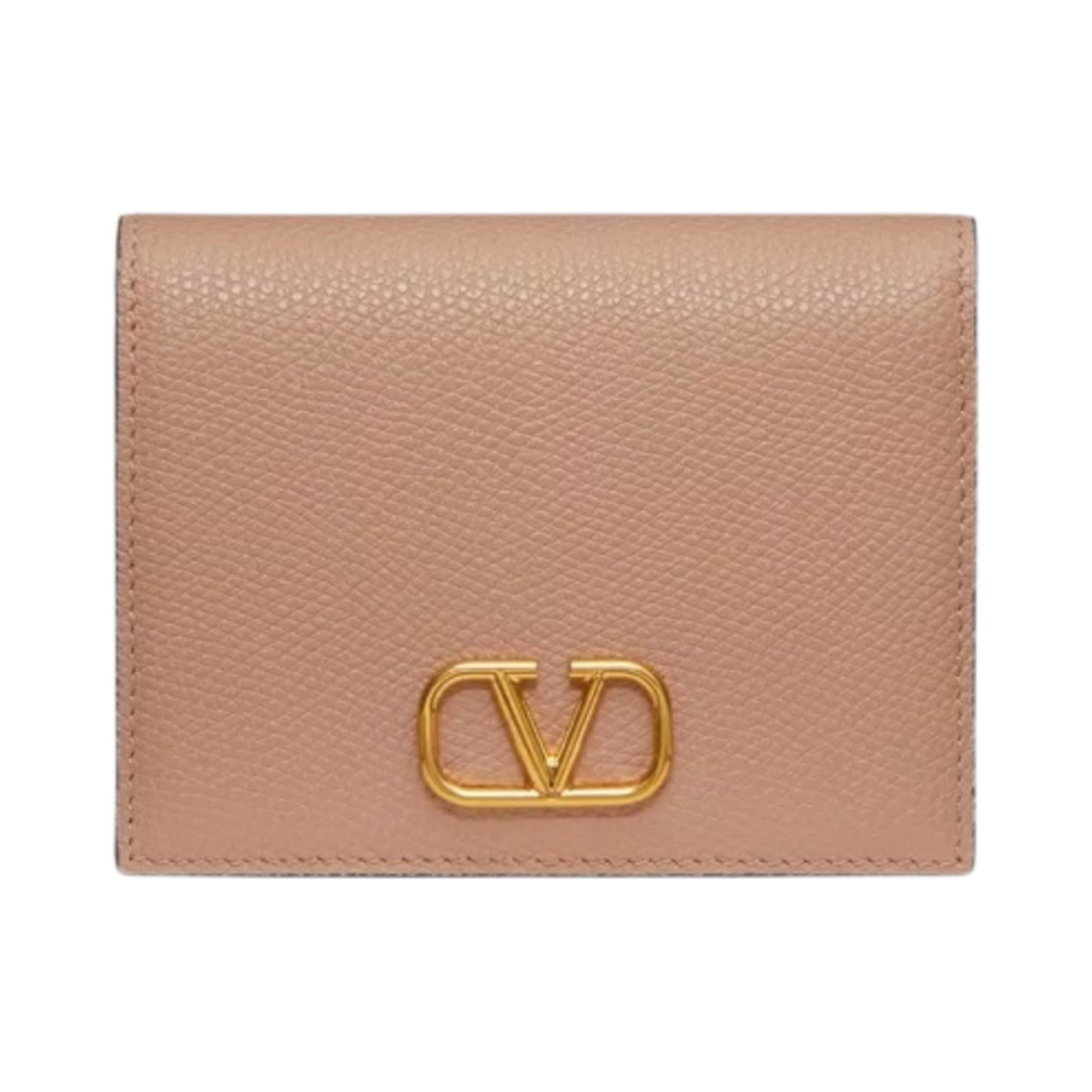 발렌티노 컴팩트 브이로고 시그니쳐 그레이니 카프스킨 지갑 로즈 카넬(Valentino Compact Vlogo Signature Grainy Calfskin Wallet Rose Cannelle)