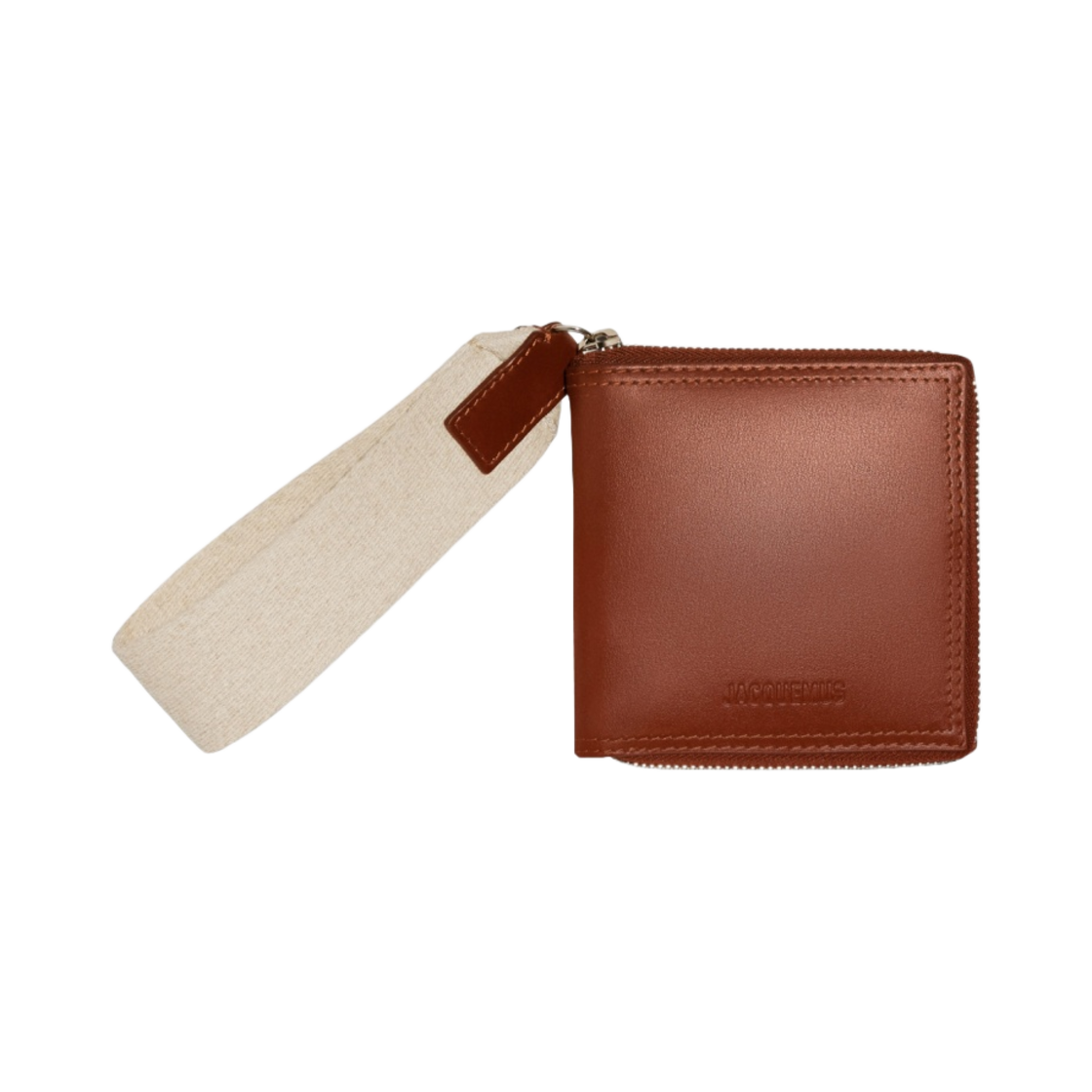 226SL013-3000-850 Jacquemus Le Carre Rond Lanyard Square Wallet Brown
