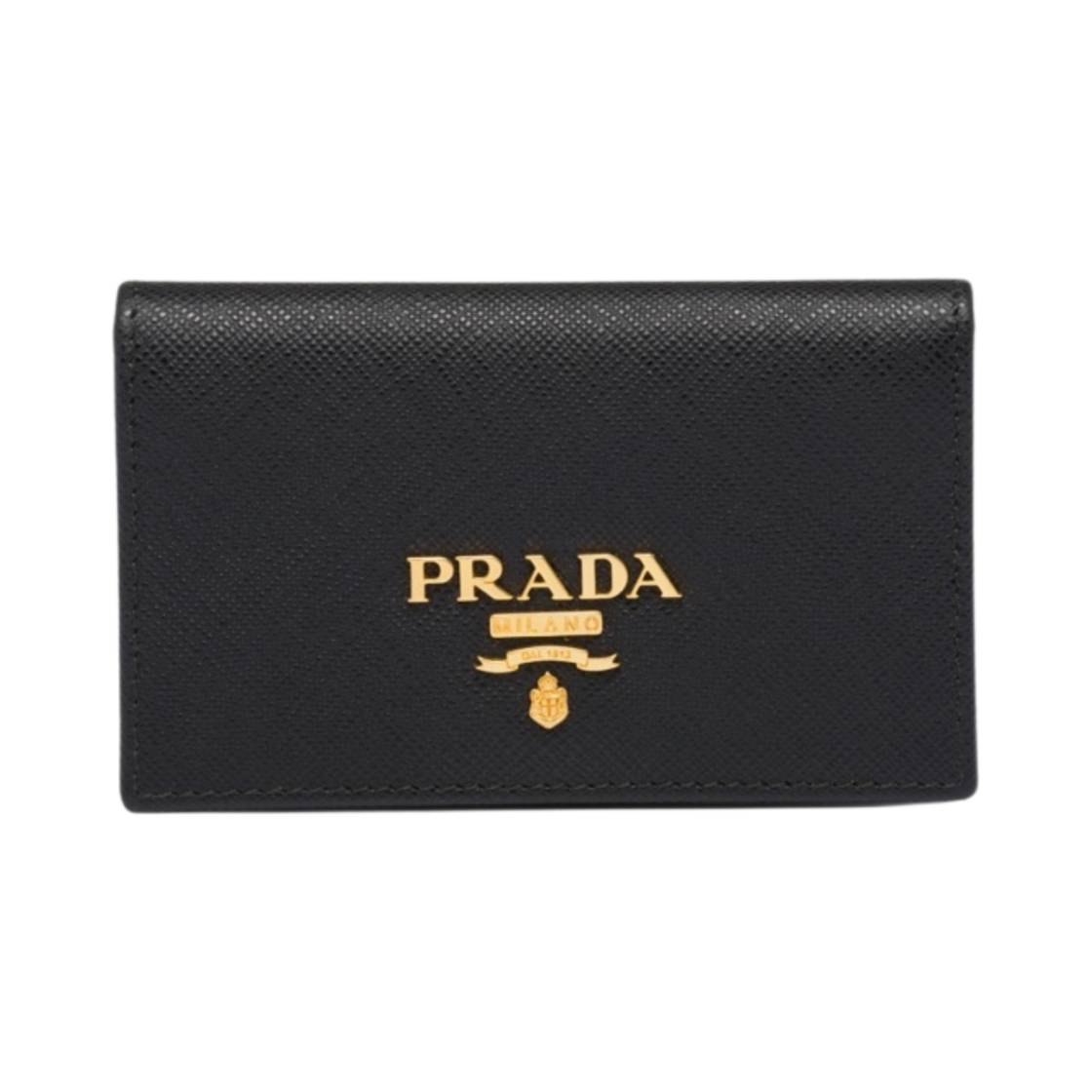 1MC122-QWA-F0002 Prada Saffiano Leather Snap Card Holder Black - 대표 이미지 #1