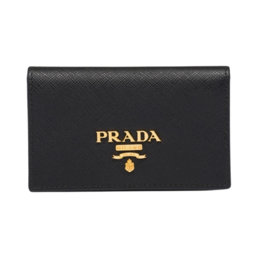 1MC122-QWA-F0002 Prada Saffiano Leather Snap Card Holder Black