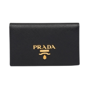 Prada Saffiano Leather Snap Card Holder Black